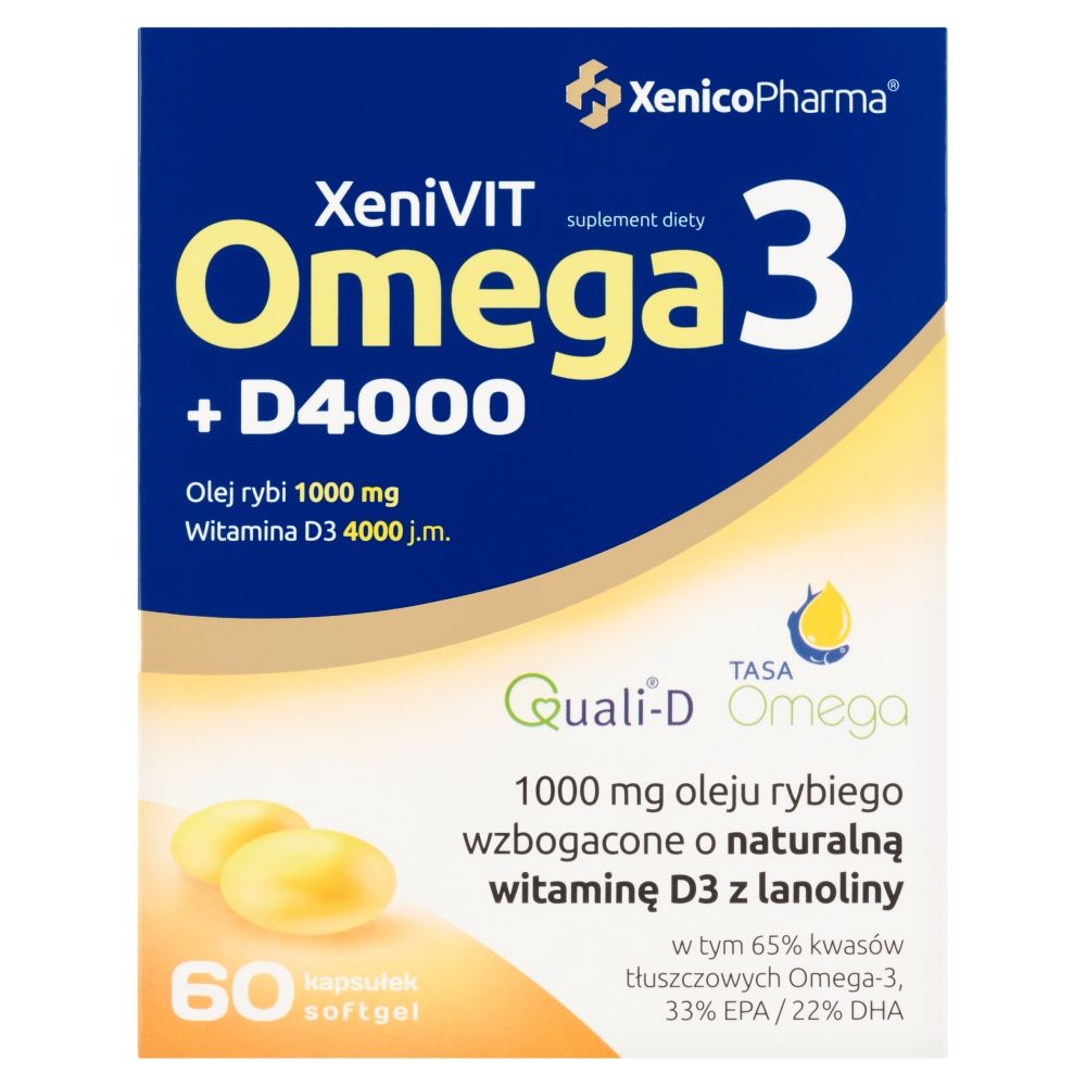 Омега-3 и витамин D3 Xenico Bio Omega3 + D4000, 4000 МЕ, 60 капсул