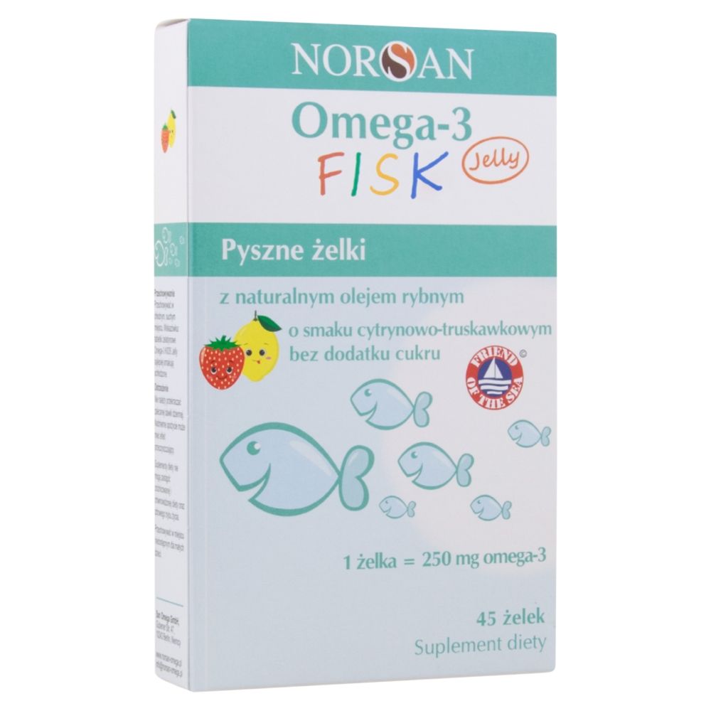 Омега-3 Norsan Omega-3 Fisk Jelly для детей с 3 лет, с витамином D3, без сахара, жевательный мармелад, 45 шт