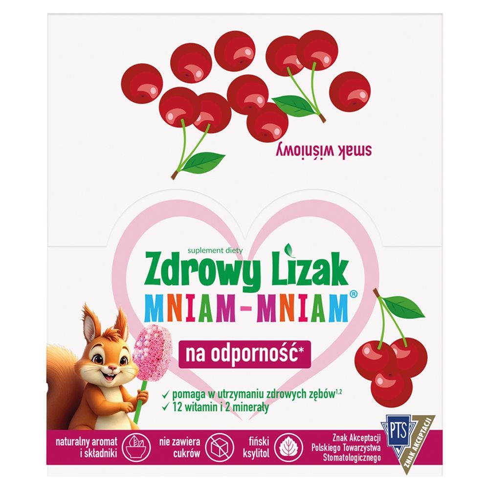 Леденцы с витаминами Starpharma Zdrowy Lizak Mniam-Mniam, шипучая вишня, 40 шт