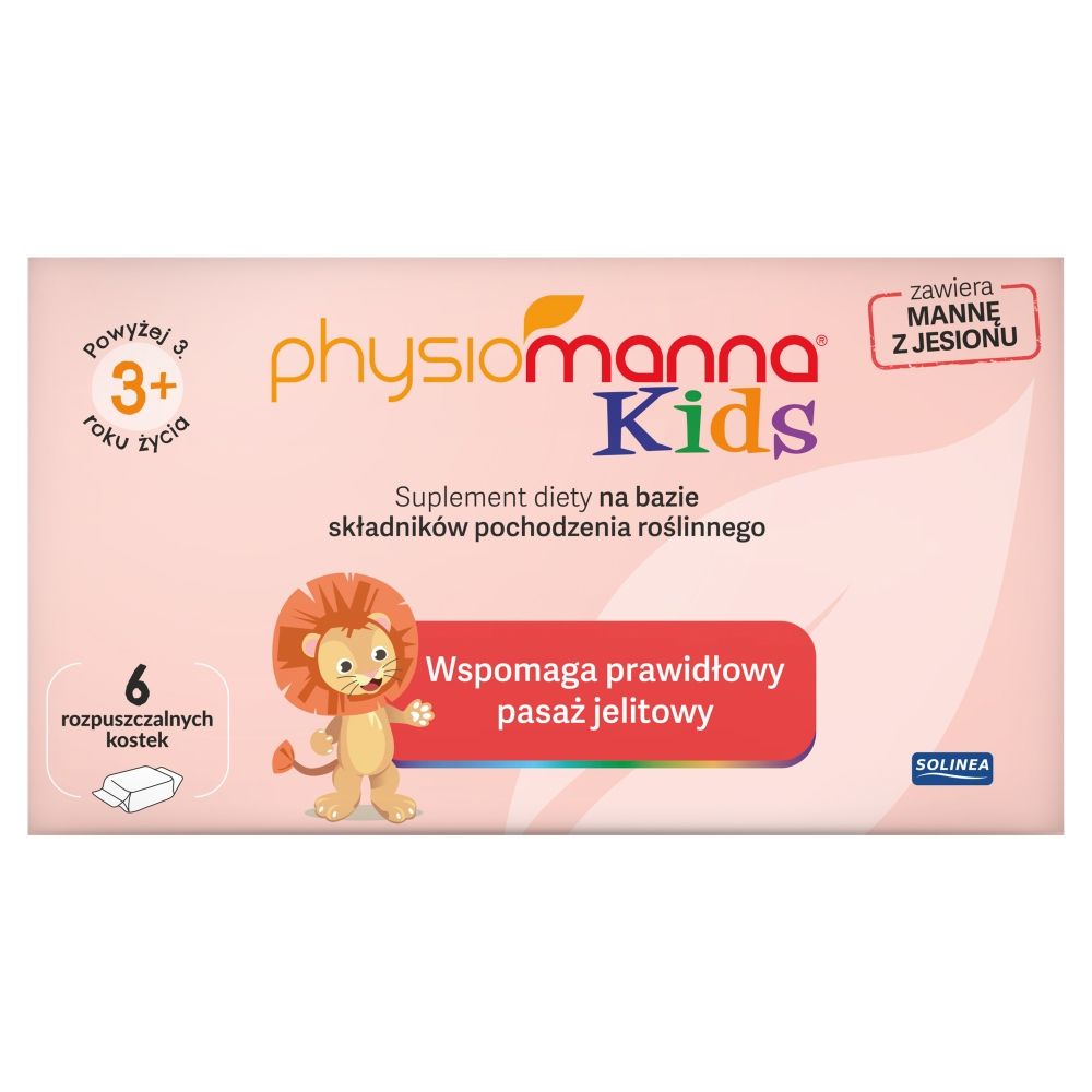 Кубики растворимые от запоров Solinea Physiomanna Kids, манна из ясеня, старше 3 лет, 6 шт