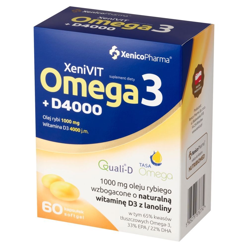 Омега-3 и витамин D3 Xenico Bio Omega3 + D4000, 4000 МЕ, 60 капсул — фото 3