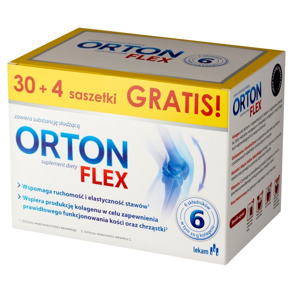 Коллаген и глюкозамин Orton Flex, для суставов, порошок, вкус чёрная смородина, 34 саше — фото 2