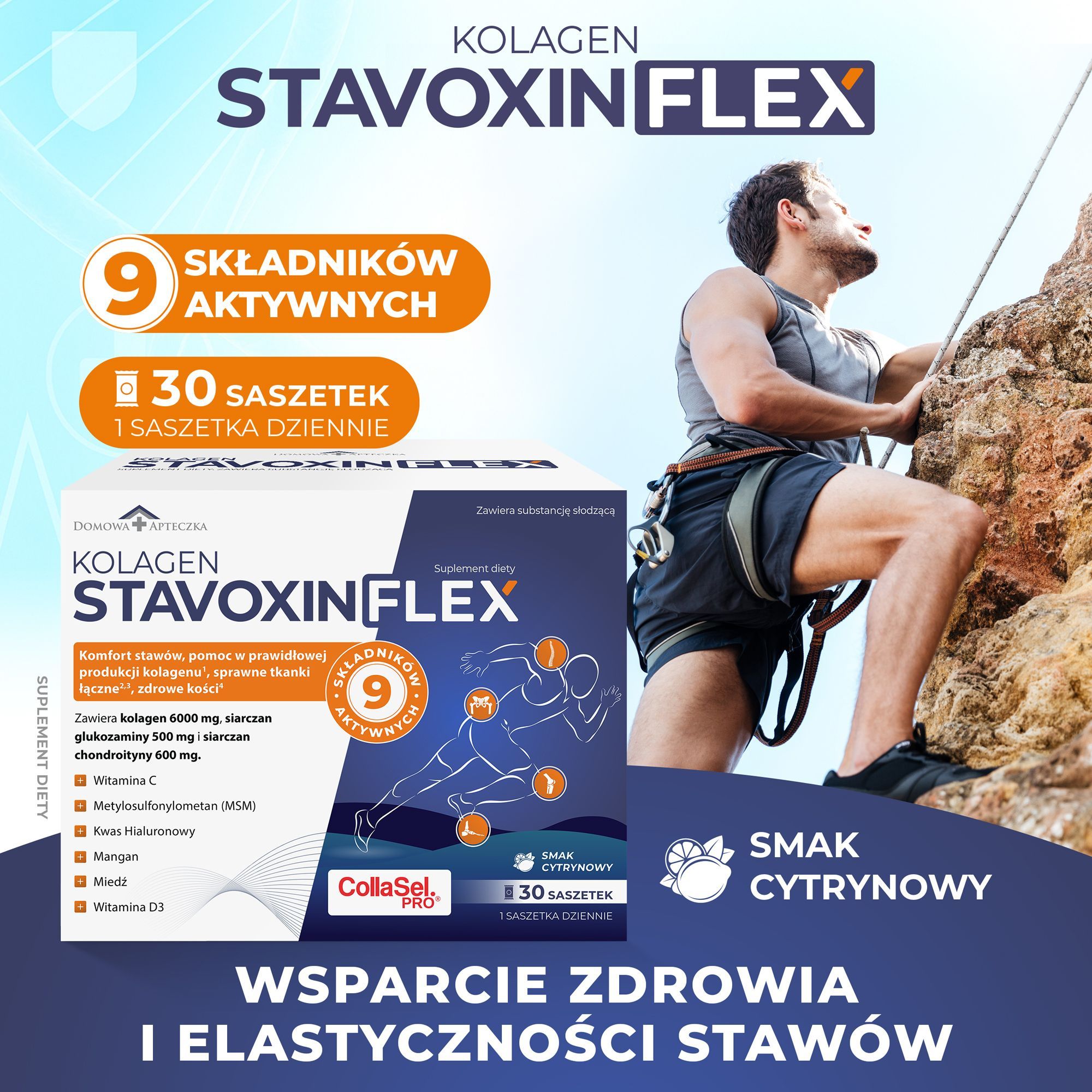 Коллаген Domowa Apteczka Stavoxin Flex 6000 мг, для суставов, лимон, 30 саше — фото 2