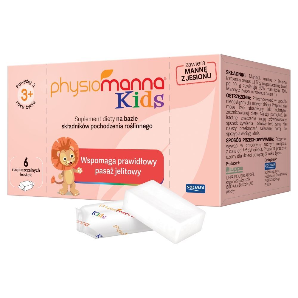Кубики растворимые от запоров Solinea Physiomanna Kids, манна из ясеня, старше 3 лет, 6 шт — фото 2