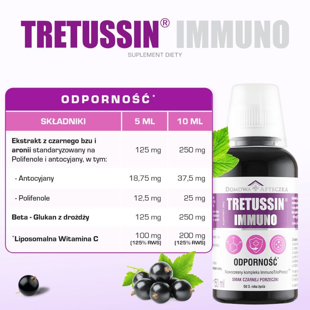 Жидкость для приёма внутрь Domowa Apteczka Tretussin Immuno, для иммунитета, старше 3 лет, 2 шт по 150 мл — фото 5
