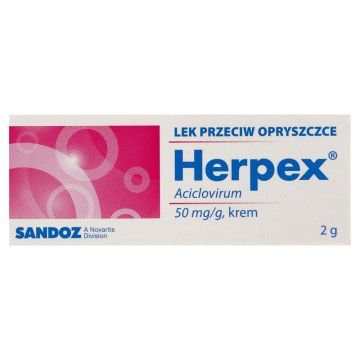 Herpex, 50 mg/g, krem, 2 g (tuba)