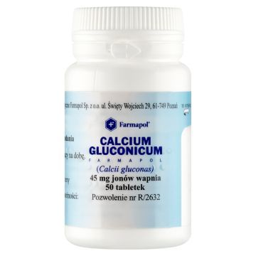 Calcium gluconicum Farmapol, 45 mg Ca 2+, tabletki, 50 szt.