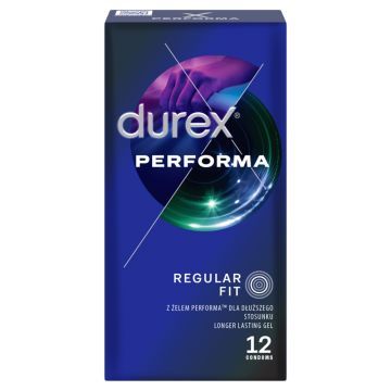Durex Performa, prezerwatywy ze środkiem nawilżającym, 12 szt.