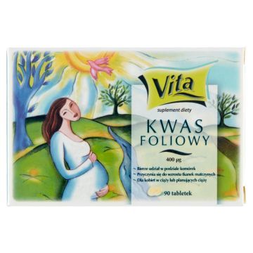 Kwas foliowy, 400 µg, tabletki, (Aflofarm), 90 szt.