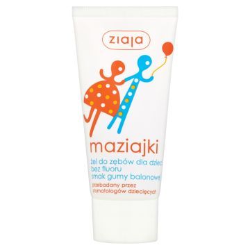 Ziaja Maziajki, żel do zębów dla dzieci bez fluoru, smak gumy balonowej, 50 ml