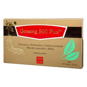 Ginseng 500 plus, płyn doustny, fiolki, 10 ml x 10 szt.