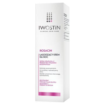 Iwostin Rosacin, krem na noc zmniejszający rumień w trądziku różowatym, 40 ml