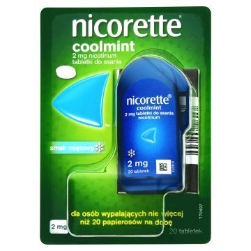 Nicorette Coolmint, 2 mg, tabletki do ssania, 20 szt.