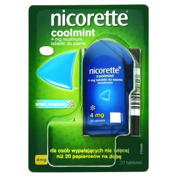 Nicorette Coolmint, 4 mg, tabletki do ssania, 20 szt.