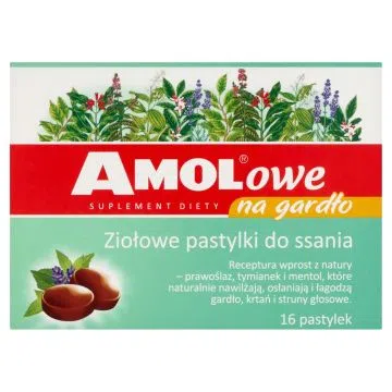 AMOLowe na gardło, ziołowe pastylki do ssania, 16 szt.