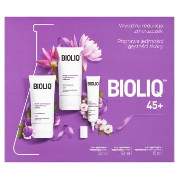 Zestaw Promocyjny Bioliq 45+, krem na dzień, 50 ml + krem na noc, 50 ml + krem do okolic oczu i ust, 15 ml
