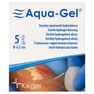 Aqua-Gel, opatrunek hydrożelowy, średnica 6,5 cm, 5 szt.