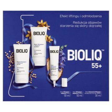 Zestaw Promocyjny Bioliq 55+, krem na dzień, 50 ml + krem na noc, 50 ml + krem do skóry wokół oczu, ust, 30 ml
