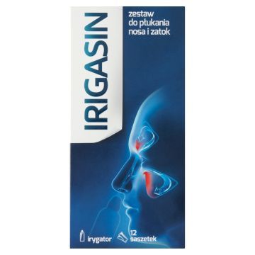 Irigasin, zestaw do płukania nosa i zatok, 12 saszetek + irygator 