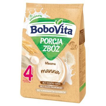 BoboVita Porcja Zbóż, kaszka mleczna, manna, 4m+, 210 g