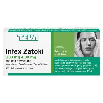 Infex Zatoki, 200 mg+30 mg, tabl.powl.,  24 szt