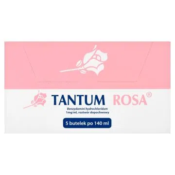 Tantum Rosa, 1 mg/ml, roztwór dopochwowy, 140 ml, 5 butelek