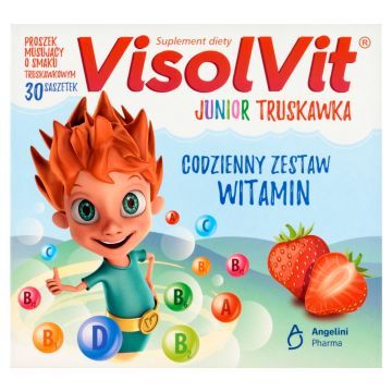 Visolvit Junior Truskawka, saszetki z proszkiem musującym, 30 szt.
