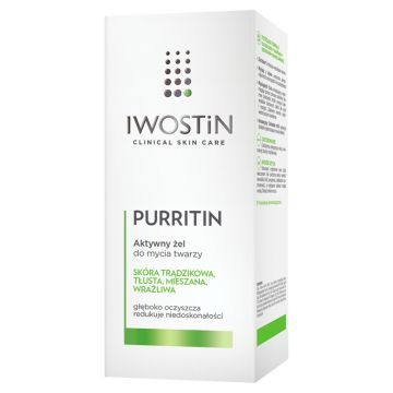 Iwostin Purritin, aktywny żel do mycia twarzy, skóra tłusta i trądzikowa, 150 ml