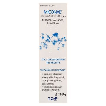 Miconal, 3,29 mg/g, aerozol na skórę, 39,5 g