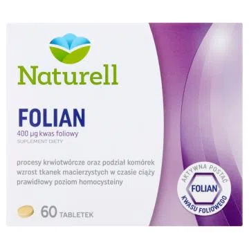 Naturell Folian, 400 µg kwasu foliowego, tabletki, 60 szt.