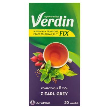 Verdin fix z Earl Grey, zioła do zaparzania, saszetki, 20 szt.