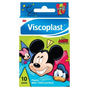 Viscoplast, Plastry Miki i Przyjaciele, dekorowane plastry dla dzieci, 72 mm x 25 mm, 10 szt.
