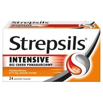 Strepsils Intensive bez cukru pomarańczowy, 8,75 mg, pastylki twarde, 24 szt.