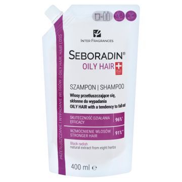 Seboradin Oily Hair, szampon do włosów przetłuszczających się i skłonnych do wypadania, refill, 400 ml