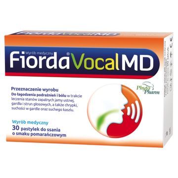 Fiorda Vocal MD, pastylki do ssania o smaku pomarańczowym, 30 szt.