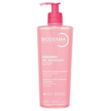 Bioderma Sensibio Gel, łagodzący żel micelarny do oczyszczania twarzy, 500 ml