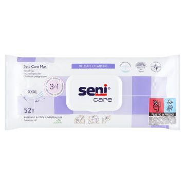 Seni Care Maxi, chusteczki pielęgnacyjne 3w1, 52 szt.