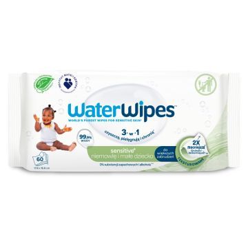 WaterWipes, chusteczki nasączone wodą i wyciągiem z orzechów mydlanych, 60 szt.