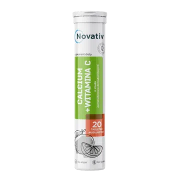 Novativ Calcium + Witamina C, tabletki musujące, 20 sztuk