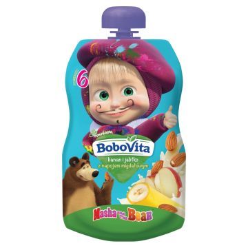 BoboVita, banan i jablko z napojem migdalowym,po 6 m-cu,100g