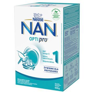 Mleko Nan Optipro 1, mleko początkowe dla niemowląt od urodzenia, proszek, 650 g, (2 x 325 g)