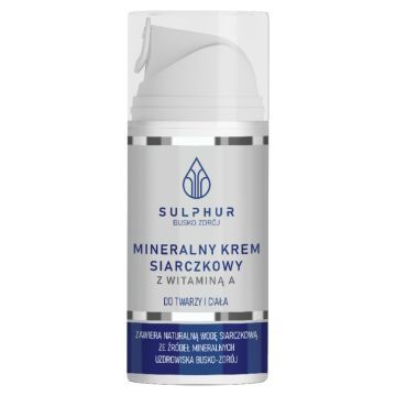 Sulphur Busko Zdrój, mineralny krem siarczkowy z witaminą A, do twarzy i ciała, 100 ml