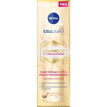 Nivea Cellular Luminous 630, fluid tonujący przeciwko przebarwieniom, SPF 20, 40 ml
