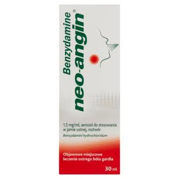 Benzydamine neo-angin, 1,5mg/ml aerozol do stosowania w jamie ustnej 30ml