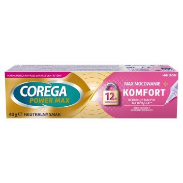 Corega Power Max Mocowanie+Komfort,krem,do protez,neutr,40g