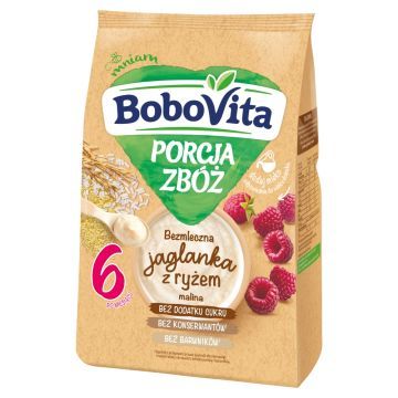 BoboVita Porcja Zboz,bezmleczna,jaglano-ryz,malina,po6m,170g