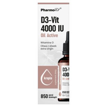 D3-Vit 4000 IU Oil Active Clean label Pharmovit,krople, 30ml
