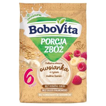BoboVita Porcja Zboz,owsian,mlecz,ryz,malin-ban,po 6mcu,210g