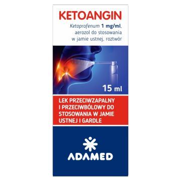 Ketoangin, 1 mg/ml, aer.do stos.w j.ustn., 15 ml, butelka