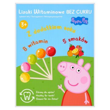 Lizaki witaminowe bez cukru, Pepa Pig, mix smakow, 50 szt